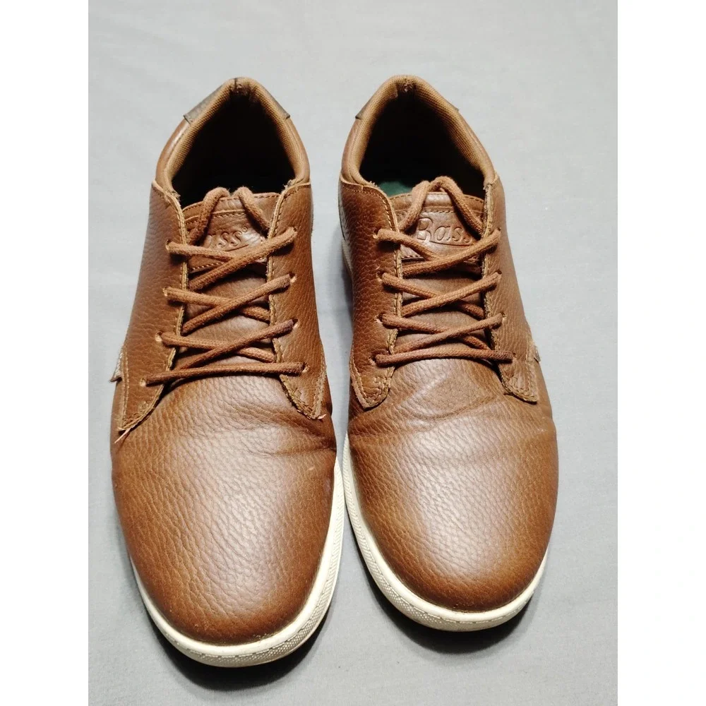 Bass Shoes Men 10 Brown Peeble Leather Lace Up Classic Old Money Dress Shoes EUC